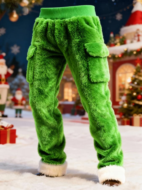 Men's plush Christmas work pants