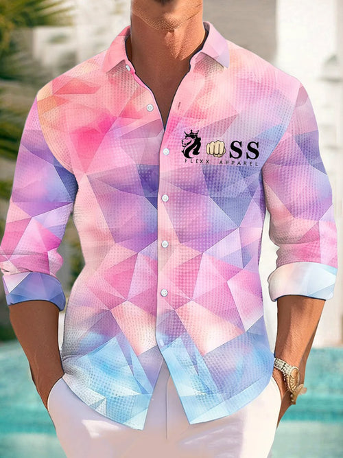 Men's Bloody Business Geometric Print Waffle Shirt