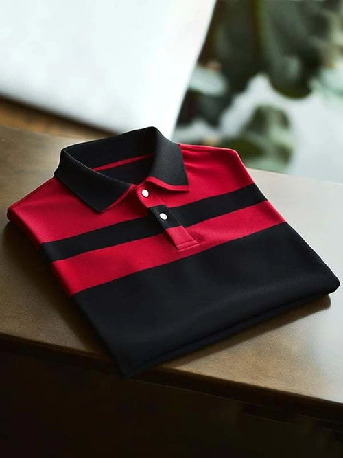 Men's Classic Business Logo Button Short Sleeve Polo Shirt
