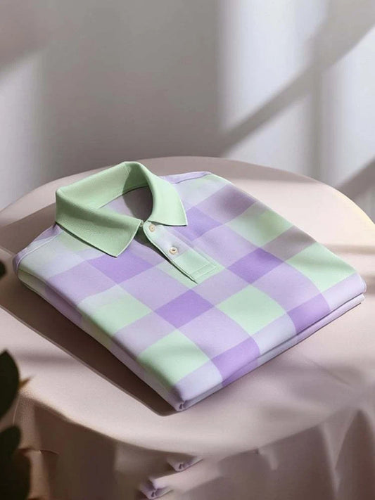 Men's Classic Business Logo Button Short Sleeve Polo Shirt
