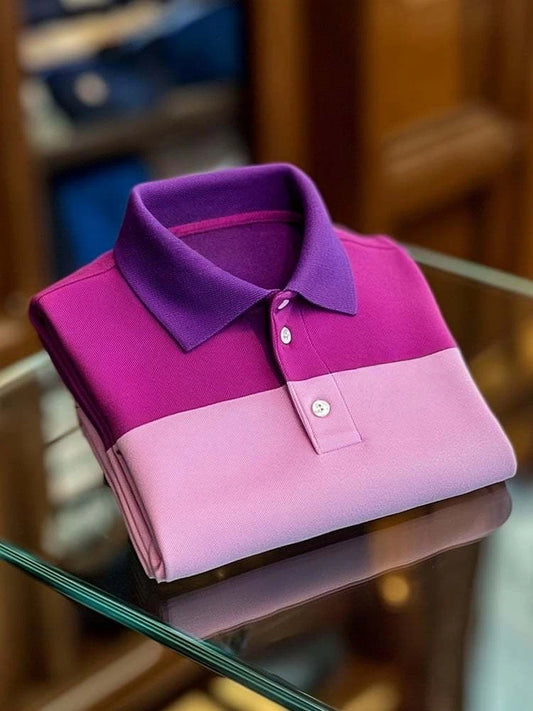 Men's Business Casual Logo Button Short Sleeve Polo Shirt