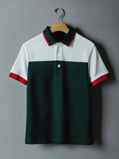Men's Business Casual Logo Button Short Sleeve Polo Shirt