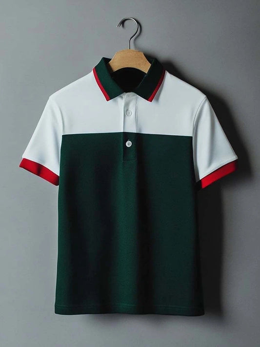 Men's Business Casual Logo Button Short Sleeve Polo Shirt