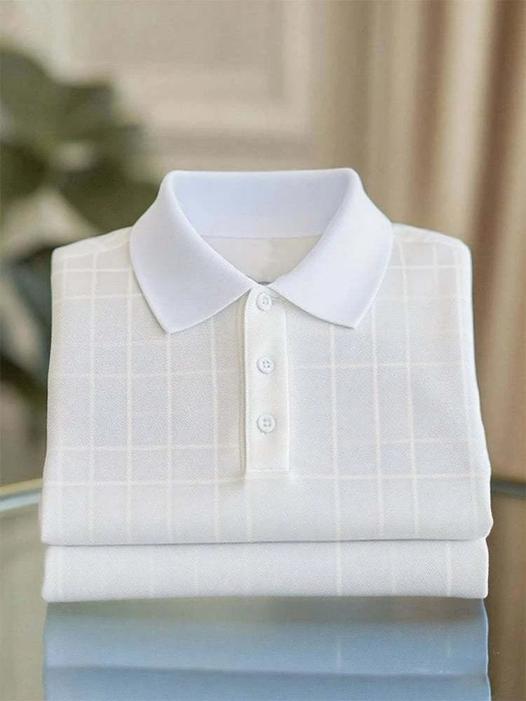 Men's Business Casual Logo Button Short Sleeve Polo Shirt