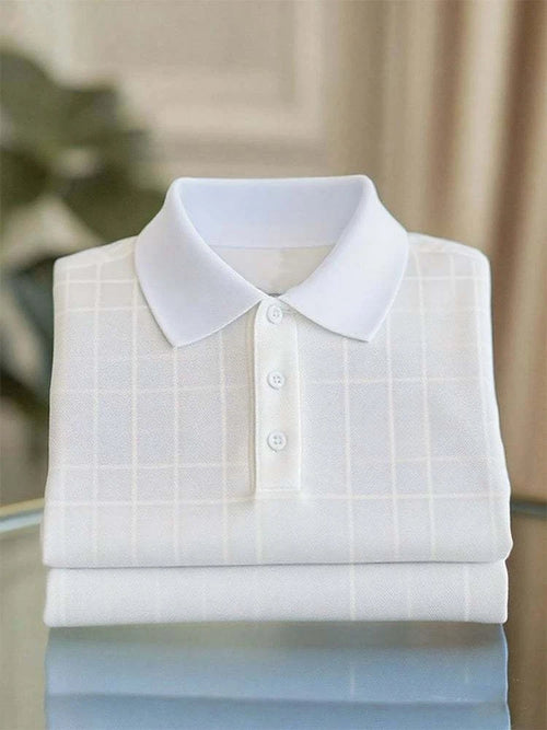 Men's Business Casual Logo Button Short Sleeve Polo Shirt