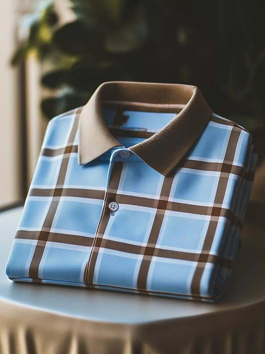 Men's Classic Business Logo Button Short Sleeve Polo Shirt