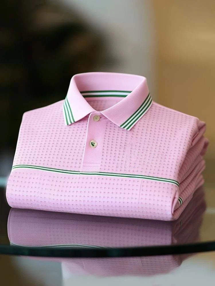 Men's Classic Business Logo Button Short Sleeve Polo Shirt
