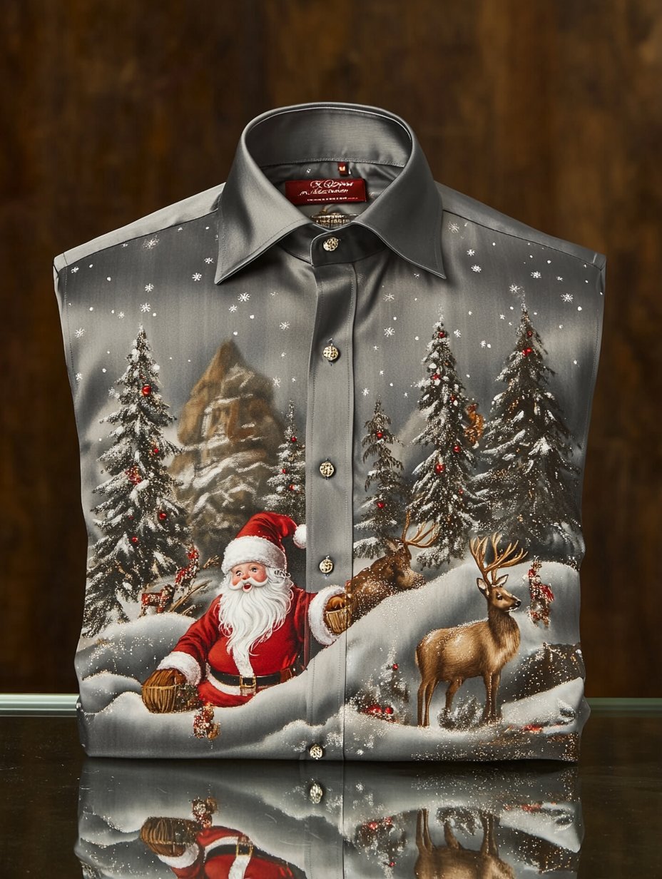 Men's Christmas Print Long Sleeve Shirt
