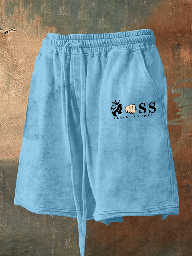 Men's Retro Letter Print Loose Casual Shorts