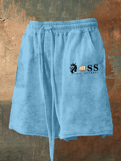 Men's Retro Letter Print Loose Casual Shorts