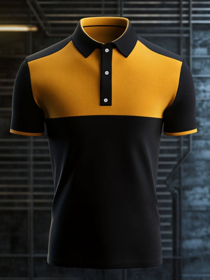 Men'S Casual Classic Contrast Color Print Business Short-Sleeved Polo Shirt