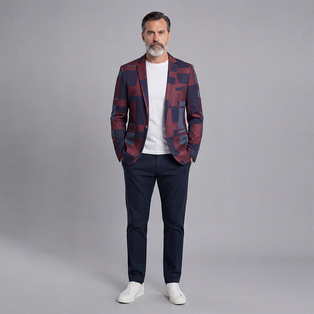 Men's Casual Jacquard Slim-Fit Suit