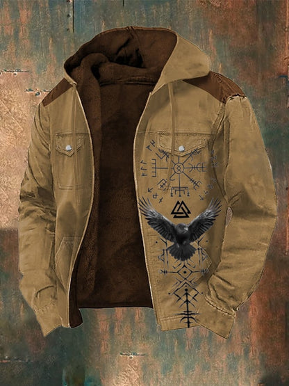 Men's Vintage Viking Hooded Fleece Jacket