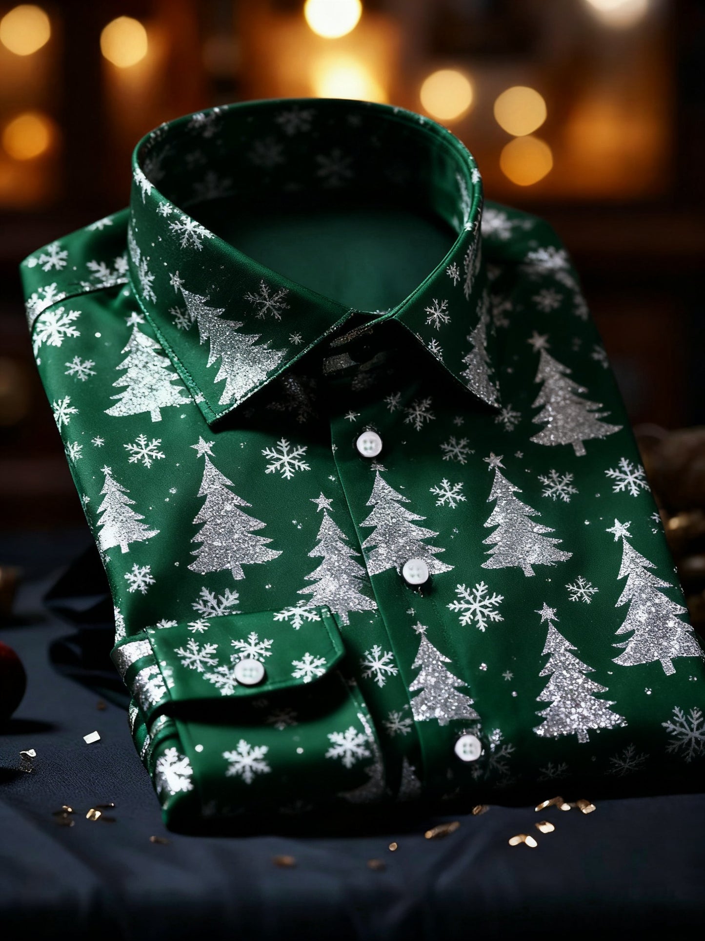 Men's Luxury Christmas Party Long Sleeve Button-Down Shirt