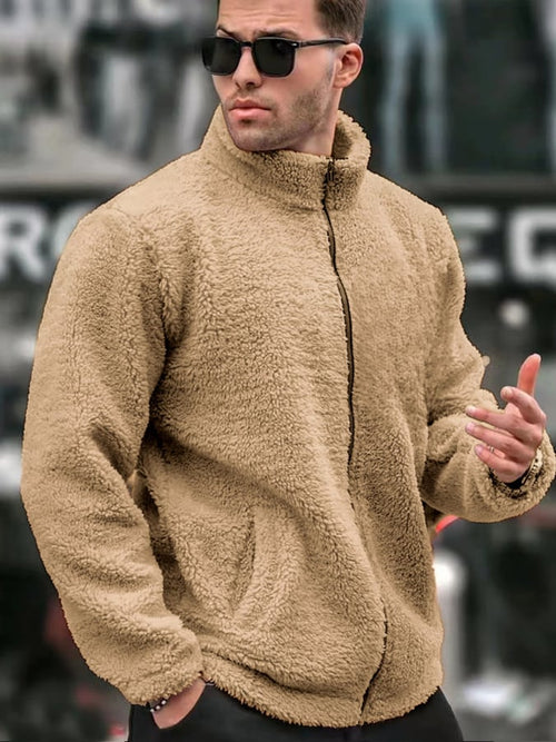 Men's Vintage Plush Zipper Jacket