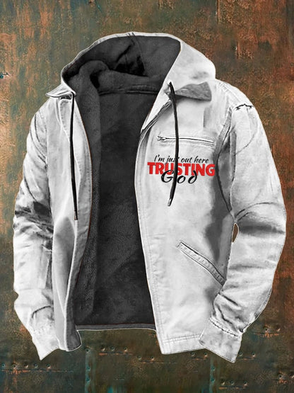 Men's Faith in God Multi-Pocket Fleece Jacket