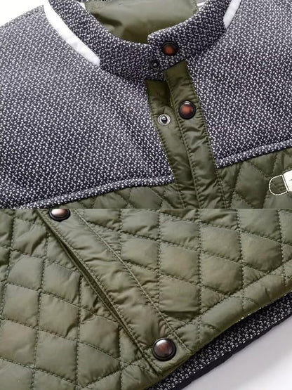 Men's Vintage Quilted Leather Patchwork Cotton Jacket