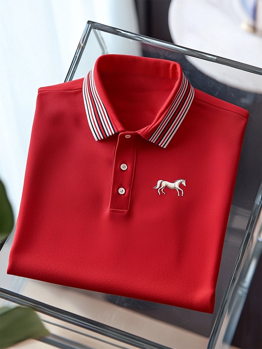 Men's Business Casual Button Short Sleeve Polo Shirt