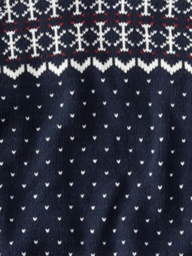 Men's Vintage Knitted Jacquard Design Printed Zipper Collar Sweatshirt
