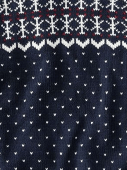 Men's Vintage Knitted Jacquard Design Printed Zipper Collar Sweatshirt