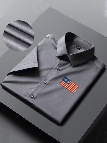 Men's Independence Day American Flag Casual Short Sleeve Shirt
