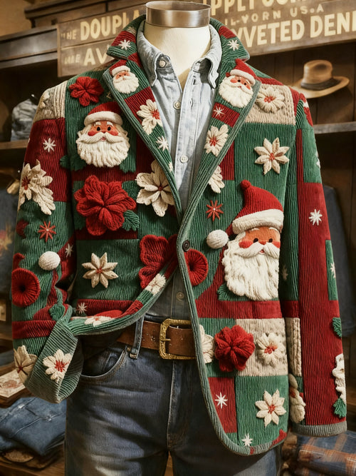 Men's Vintage Christmas Patchwork Casual Jacket