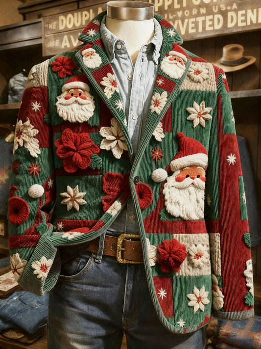 Men's Vintage Christmas Patchwork Casual Jacket