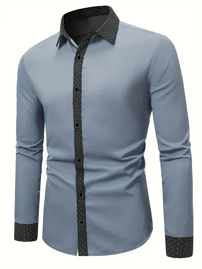 Men's Business Casual Printed Satin Long Sleeve Shirt