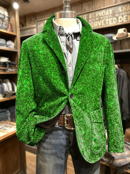 Men's Retro Christmas Print Casual Suit Jacket