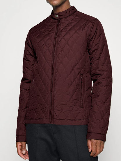 Men's Light Cotton Clothes Casual Diamond Shaped Stand-up Collar Coat Fashion Cotton-padded Jacket