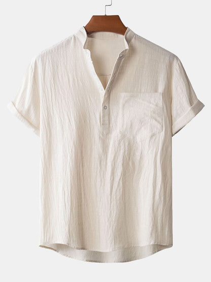 Henry Collar Shirt With Pocket