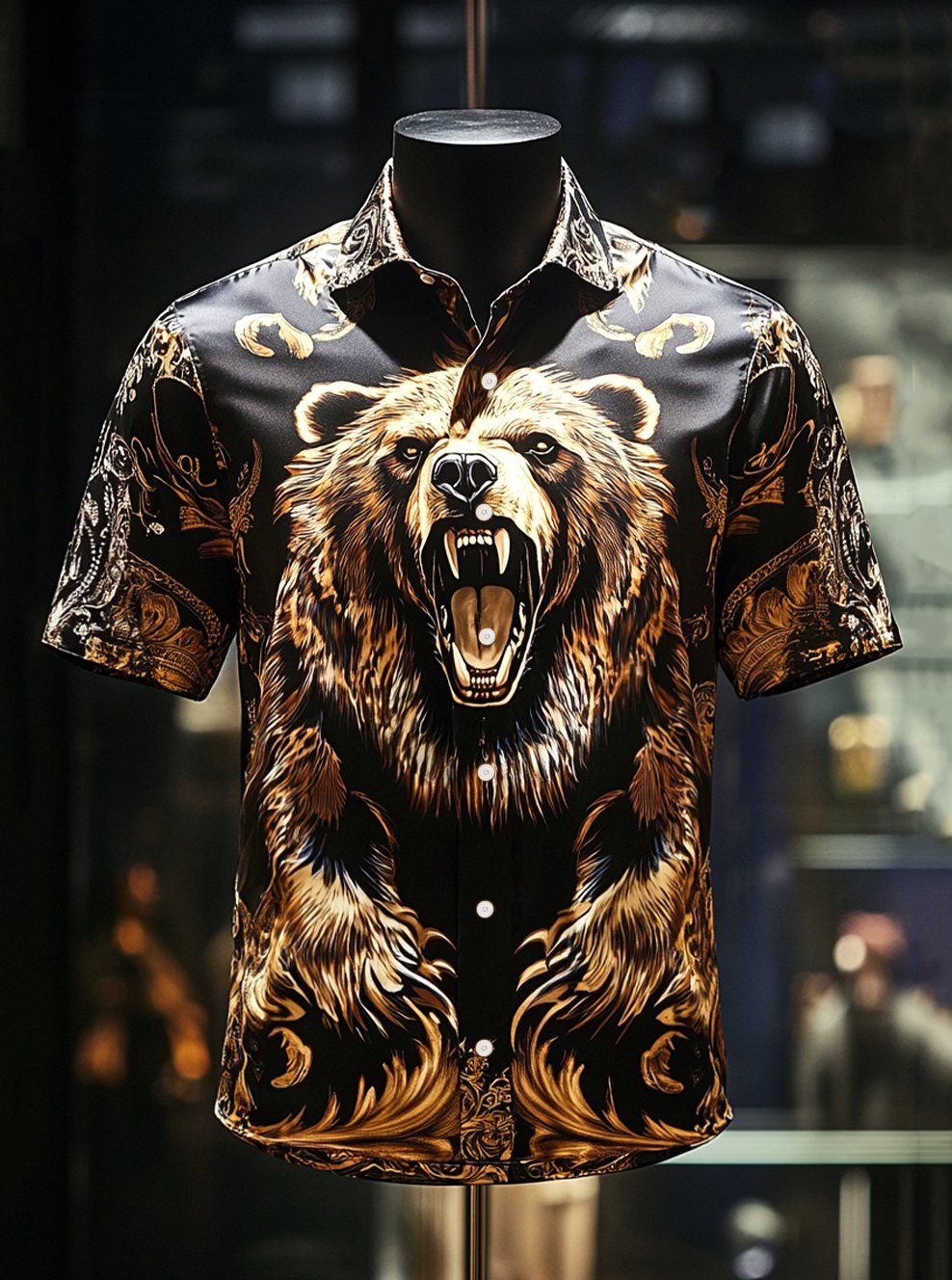 Men's Satin Luxury Business Striped Short Sleeve Button Shirt
