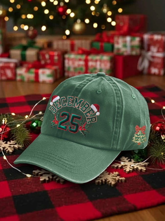 Retro Christmas December 25 Print Baseball Cap