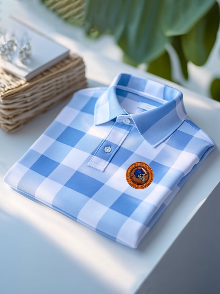 Men's Retro Business Football Logo Print Long Sleeve Polo Shirt