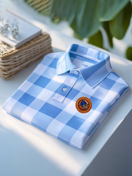 Men's Retro Business Football Logo Print Long Sleeve Polo Shirt