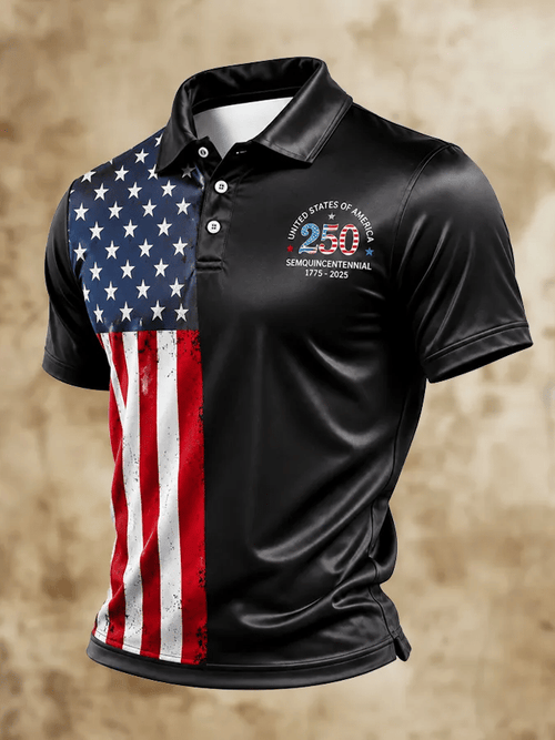 Men's USA 1776-2026 Printed Polo Shirt