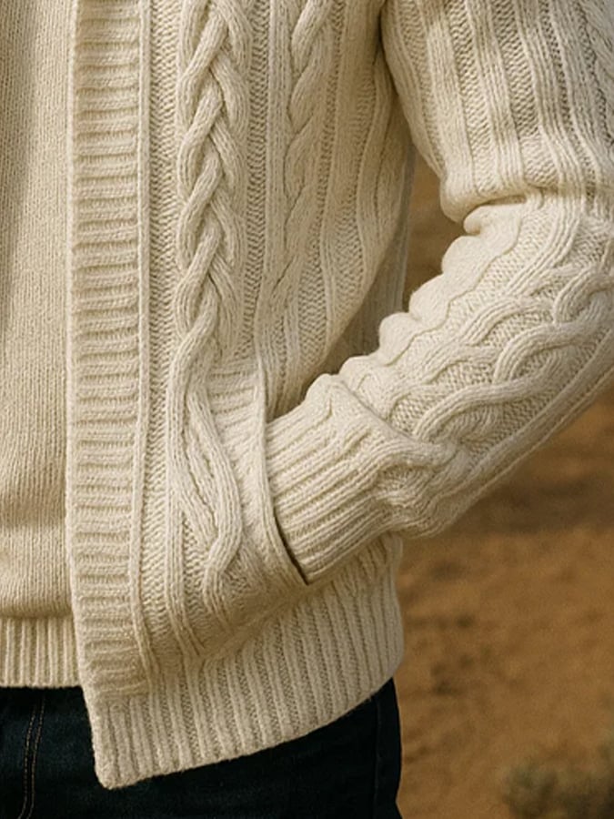 Men's Cable Knit Cardigan Jacket