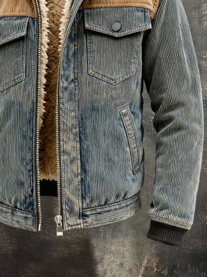 Men's Vintage Warm Lambswool Corduroy Outdoor Jacket