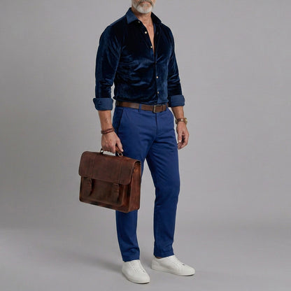 Men's Long-Sleeve Solid-Color Shirts