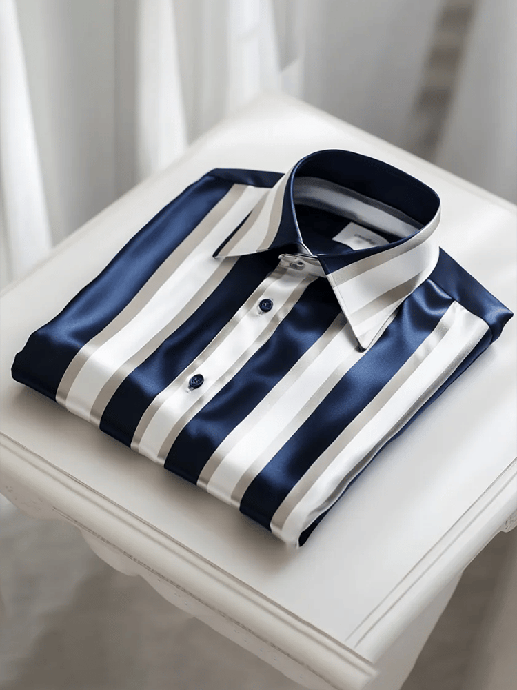 Men's Satin Luxe Long Sleeve Button Down Shirt