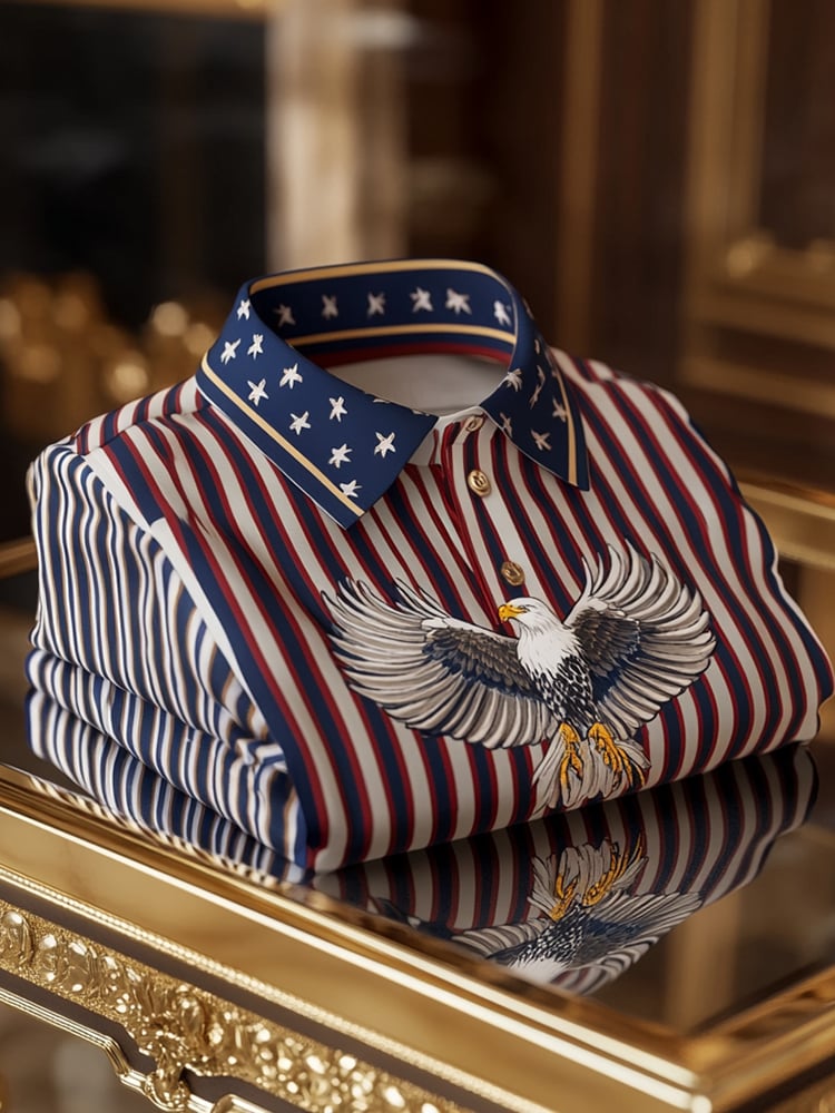 Men's Business Casual Logo Button Short Sleeve Polo Shirt