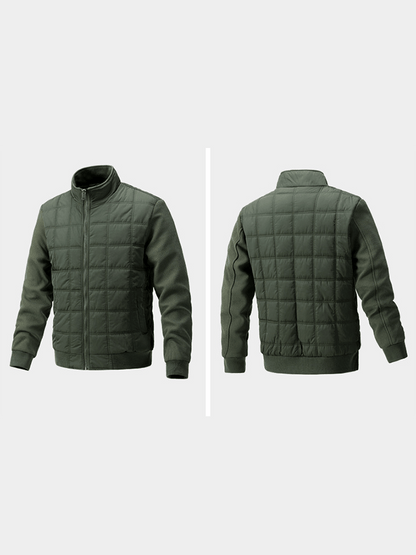 Men's Vintage Plaid Cotton Waffle Patchwork Casual Cotton Jacket
