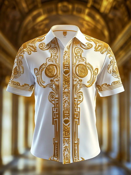 Men's Satin Luxe Print Short Sleeve Button Shirt