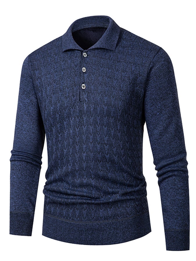 Men's Fashionable Textured Jacquard Design Pullover Long-Sleeved Sweater