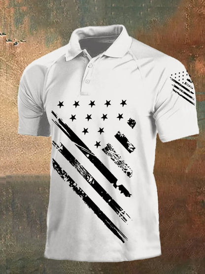 Men's Independence Day American Flag Print Casual Polo