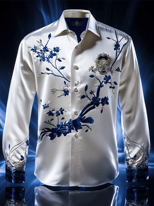 Men's Satin Luxe Long Sleeve Button Down Shirt