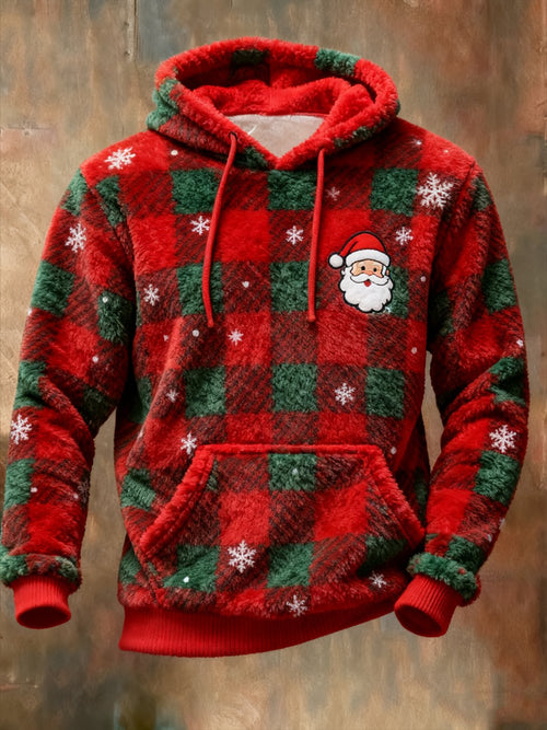 Men's Casual Christmas Comfortable Flannel Warm Hoodie