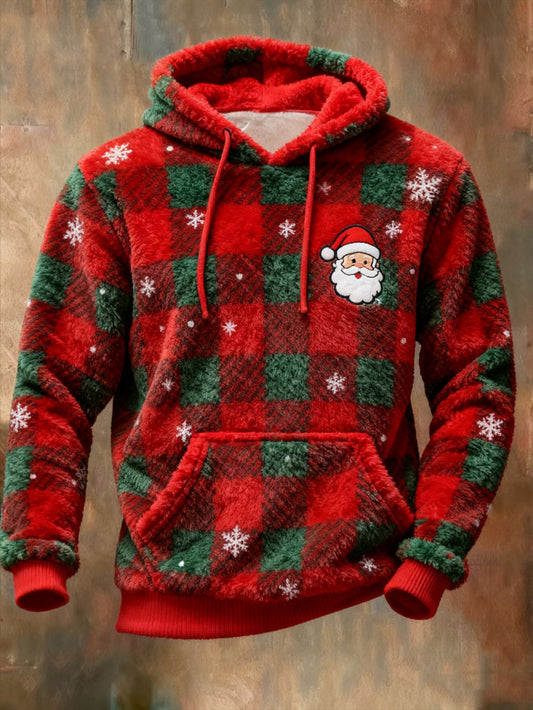 Men's Casual Christmas Comfortable Flannel Warm Hoodie