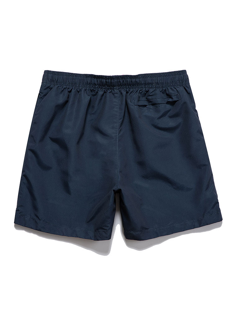 Mustache Badge Drawstring Swim Shorts
