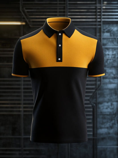 Men'S Casual Classic Contrast Color Print Business Short-Sleeved Polo Shirt